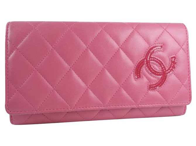 Portefeuille Chanel Cuir Rose  ref.243906