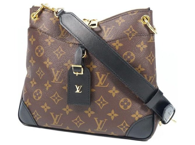 Louis Vuitton OdeonNM Bolso de hombro para mujer M45353 noir x marrón Castaño Negro Lienzo  ref.243930