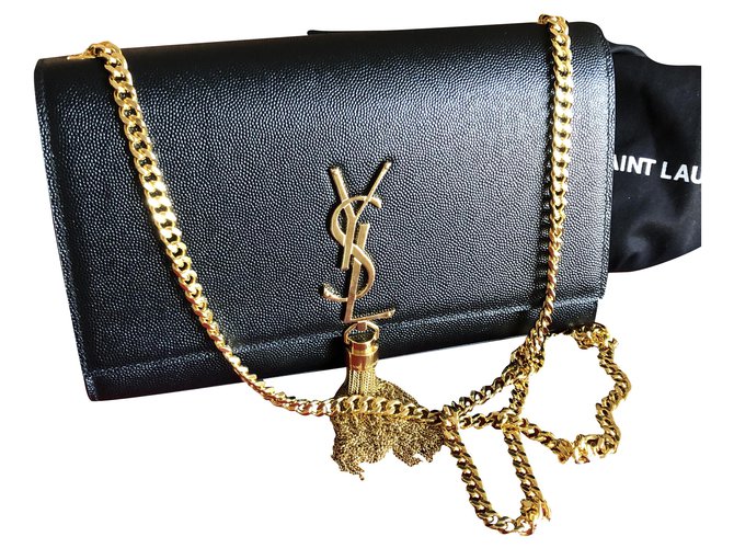 Yves Saint Laurent YSL Kate Clutch with tassel Black Leather  ref.243957