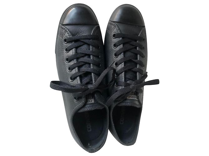 Converse All Star low-top basket / sneaker - black leather black sole