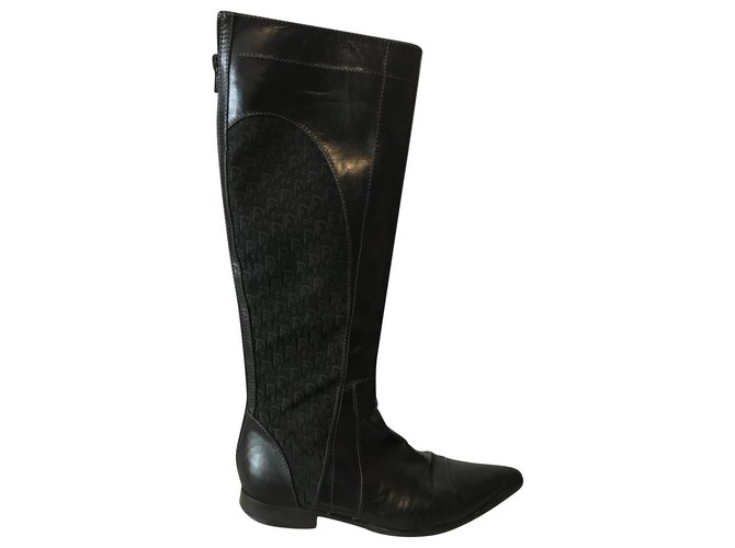 Dior boots Cuir Toile Noir  ref.243997