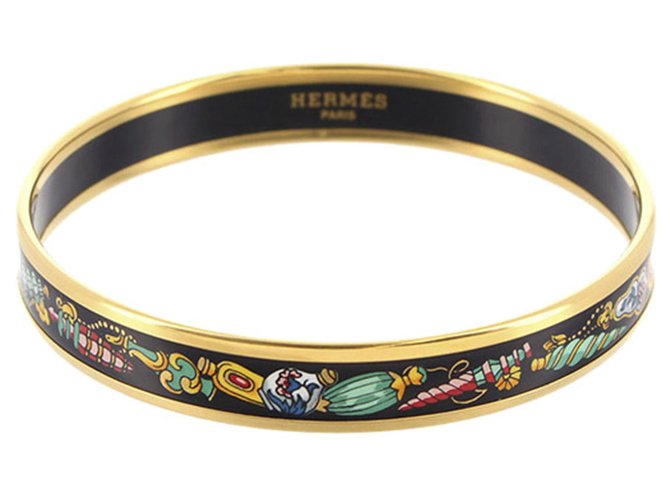 Hermès Bracciale rigido Hermes Black Cloisonne Nero Multicolore Metallo  ref.244101