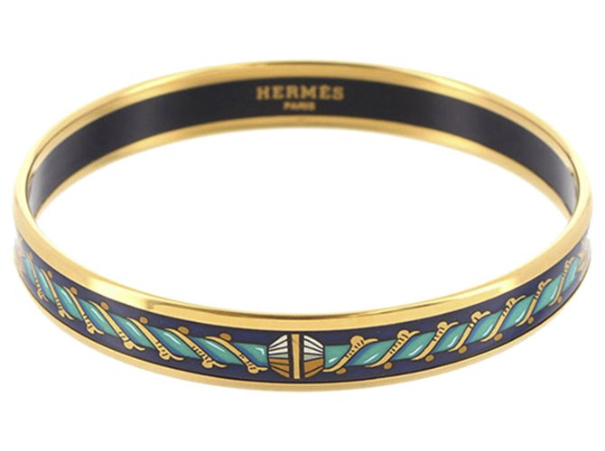 Hermès Hermes Blue Cloisonne Bangle Multiple colors Navy blue Metal  ref.244140