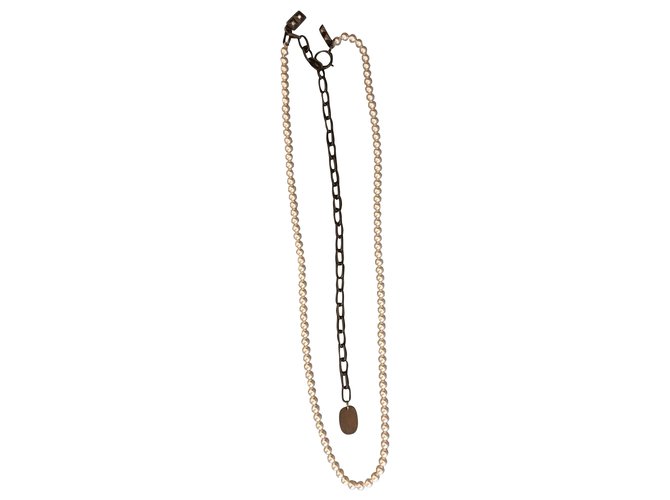 Lanvin Lange Halsketten Weiß Perle  ref.244164