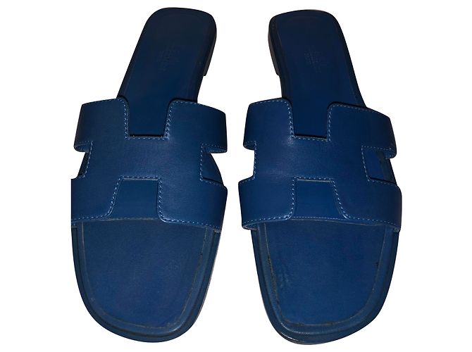 Oran Hermès sandali Blu Pelle