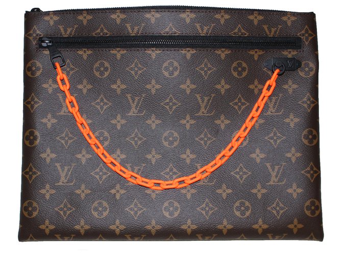 Louis Vuitton SS19 to4 by Virgil Abloh Brown Orange Leather Cloth  ref.244219 - Joli Closet
