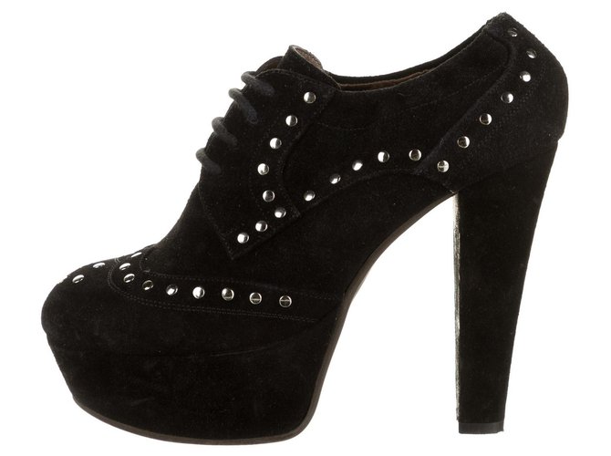 Marni Studded ankle boots Black Silver hardware Suede  ref.244223