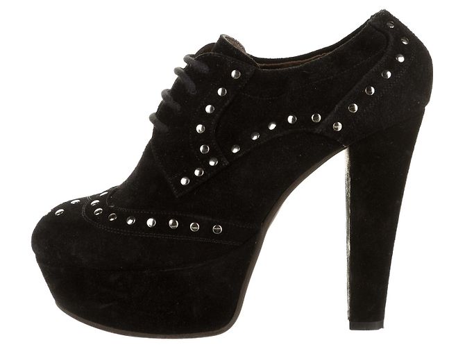 Botins plataforma Marni de camurça preta com tachas Preto Hardware prateado