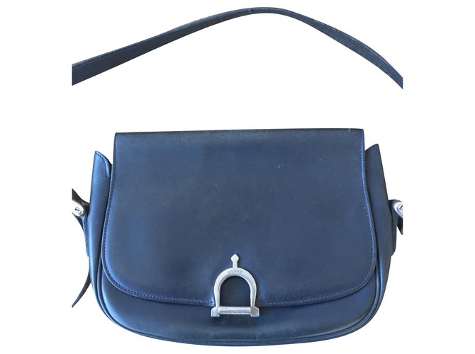 Celine vintage blue leather handbag