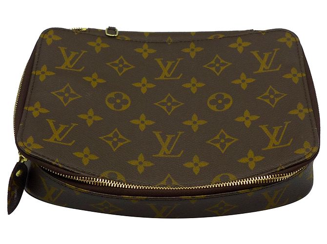 Estuche de viaje para joyas Louis Vuitton Monogram Castaño