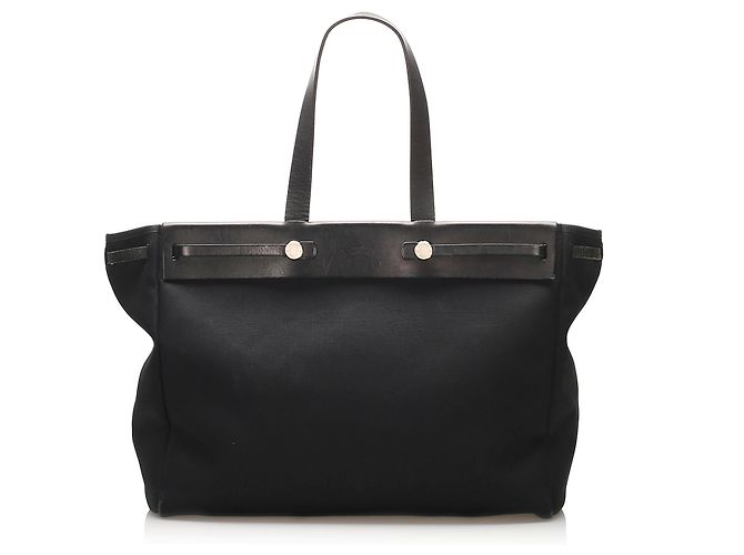 Hermès Hermes Black Herbag Cabas GM Schwarz