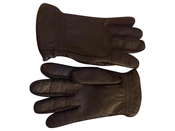 LORO PIANA DEER LEATHER AND CASHMERE GLOVES Black  ref.244416