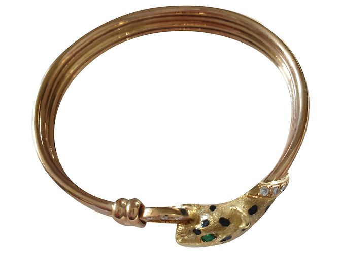 Autre Marque SET COLLANA E BRACCIALE Testa di pantera Gold hardware
