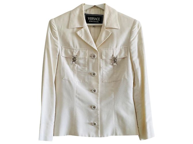 Versace Jeans Blazer Jacke Weiß Seide Viskose