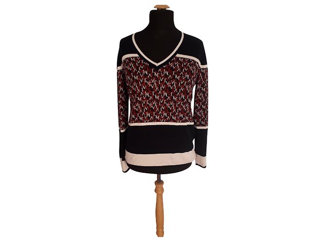 Hallhuber Mehrfarbiger Jacquard Print V-Ausschnitt Pullover 42 Mehrfarben