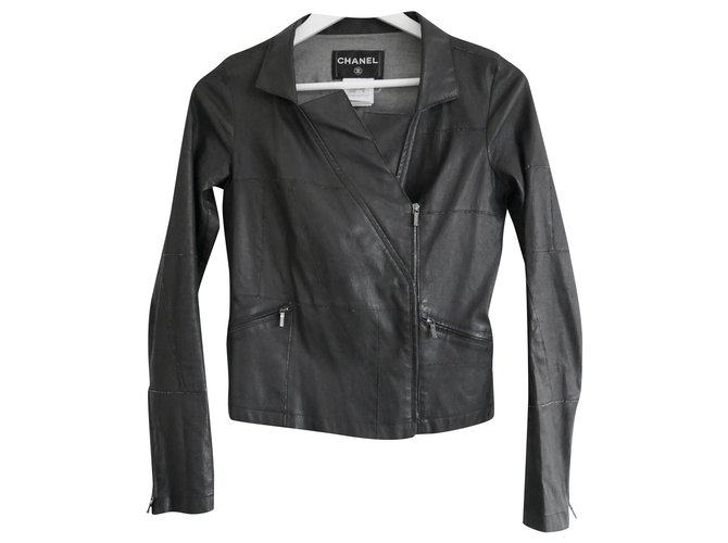 Chanel Resort '16 Leather jacket Black Lambskin  ref.244477