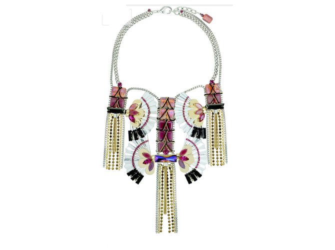 Reminiscence Kyoto Geisha Lätzchen Halskette Pink Metall  ref.244493
