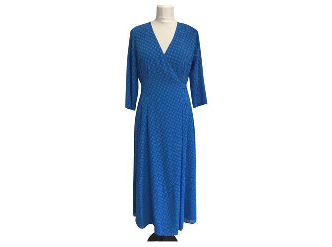Hobbs Cassie wrap dress Blue Polyester  ref.244514
