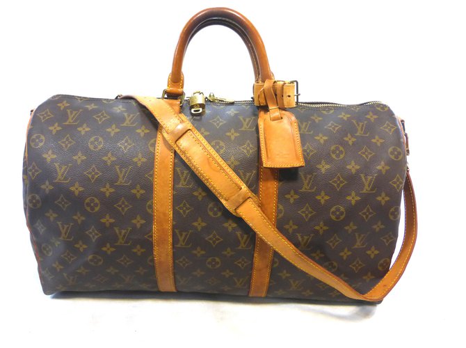 Louis Vuitton keepall 50 monogram shoulder strap Brown Leather ref