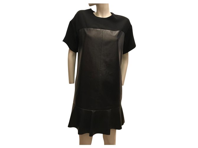 Autre Marque Bi-material lambskin dress Black  ref.244710