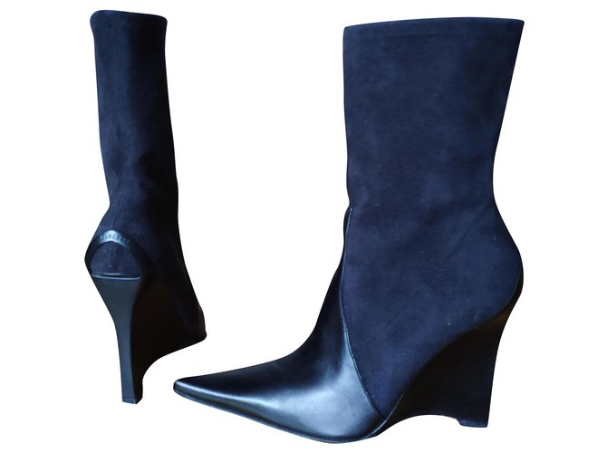 CASADEI ANKLE BOOTS IN SUEDE & LEATHER Black  ref.244714