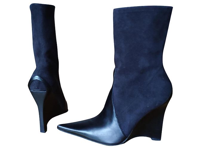 CASADEI ANKLE BOOTS IN SUEDE & LEATHER Black