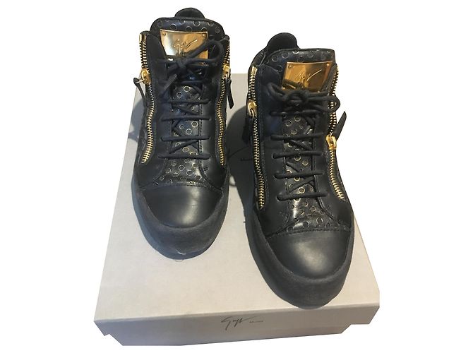 Giuseppe Zanotti Bobby Sneaker Schwarz Gold Leder