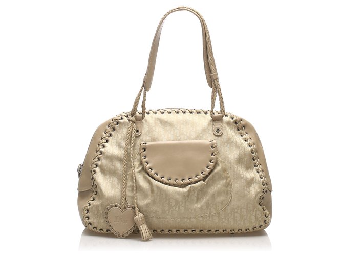 Dior Brown Diorissimo Canvas Shoulder Bag Beige Cloth Cloth  ref.244888