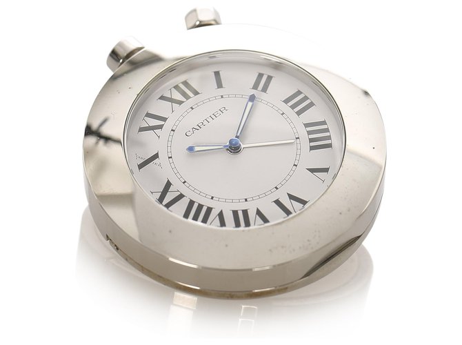 Relógio de viagem Cartier Silver Pasha Prata Branco Aço Metal  ref.244906