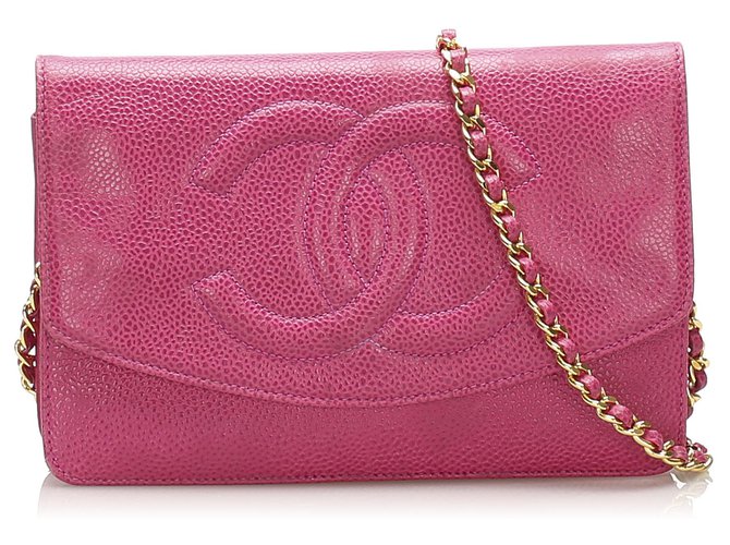 Chanel Pink CC Caviar Wallet on Chain Leather ref.244939 - Joli Closet