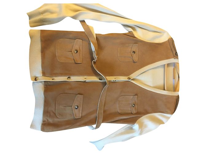 Colete de algodão e camurça Massimo dutti Bege