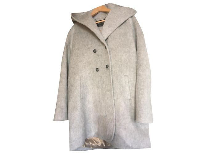 Abrigo gris con capucha de lana Eva Kayan
