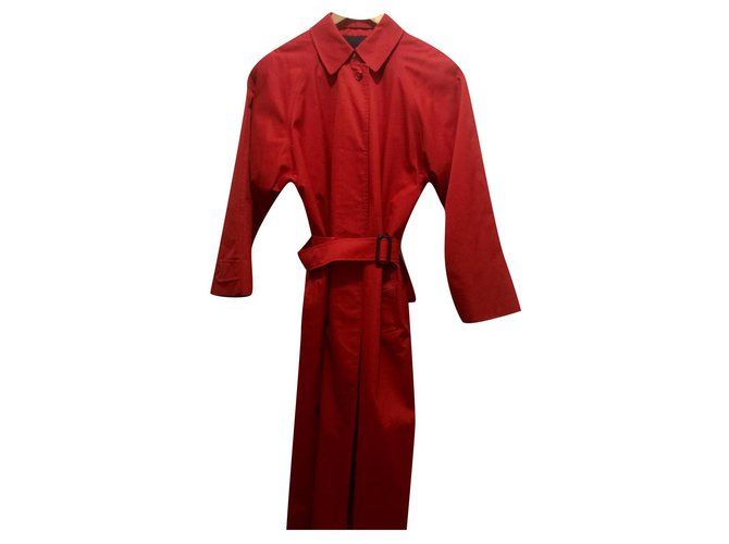 Burberry Red trenchcoat / car coat Cotton Polyester  ref.245092