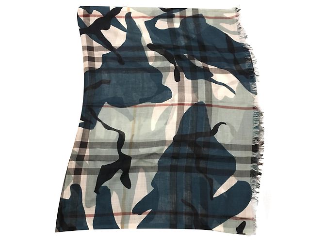 Burberry sciarpe Turchese Seta Lana