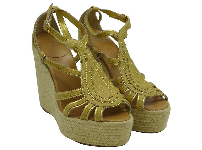 Sandali con plateau Hermès espadrillas camoscio beige