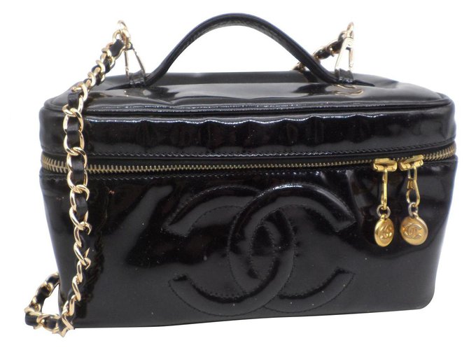Chanel Vanity bag Cuir vernis Noir  ref.245155