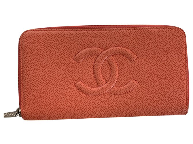 Chanel Brieftasche mit Reißverschluss Leder  ref.245451