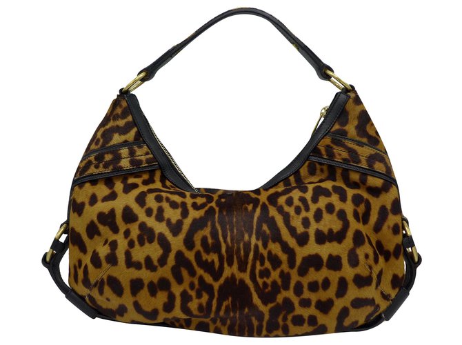 Yves Saint Laurent Handbags Leopard print Pony-style calfskin  ref.245515