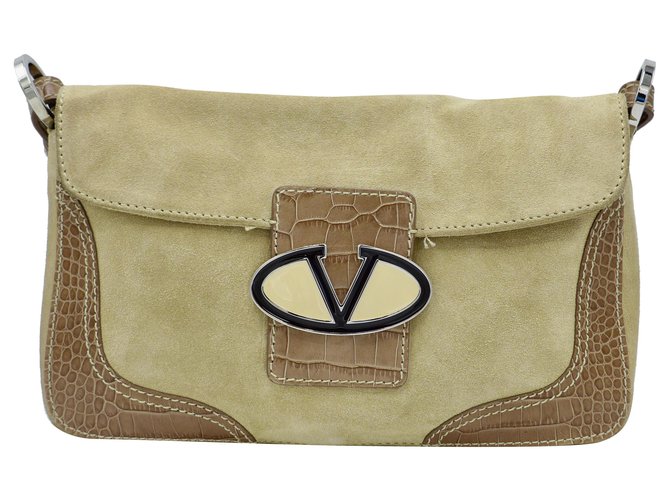 Valentino Handbags Beige Suede Leather  ref.245518