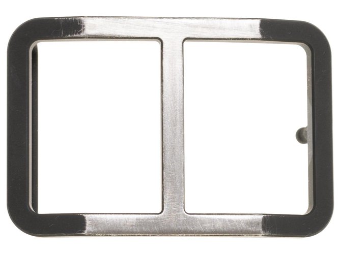 Hermès Trotteur Belt Buckle 38mm in matt black PVD-plated metal & brushed stainless steel Silvery  ref.245750