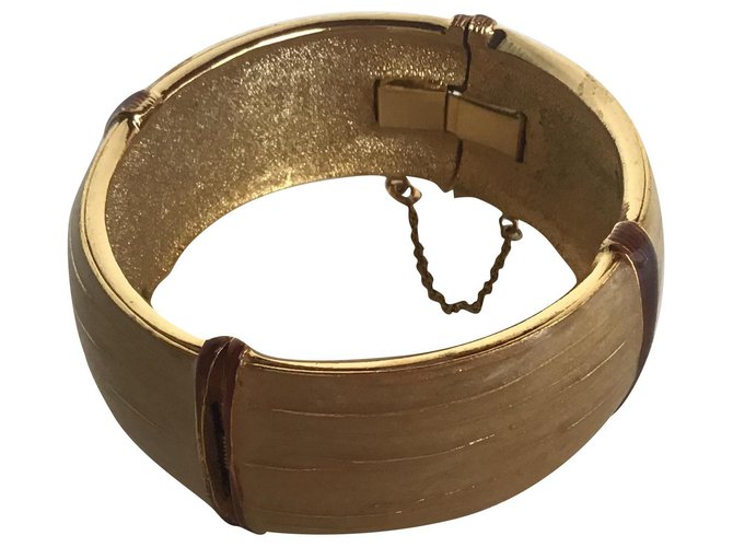 Balenciaga Bamboo Enameled Fashion Bracelet Beige Metal  ref.245774