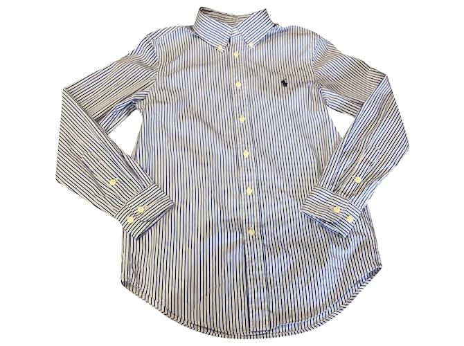 Ralph Lauren T-shirts Coton Blanc Bleu clair  ref.245806