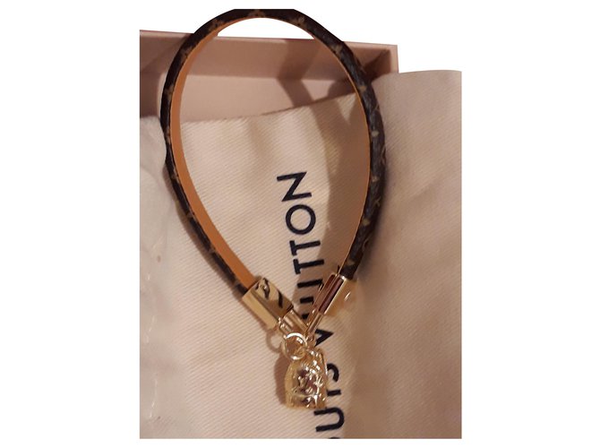 Party palm springs leather bracelet Louis Vuitton Brown in Leather