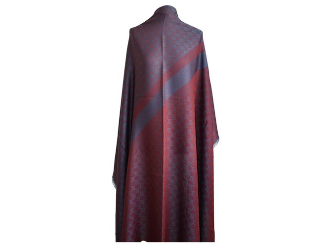 GGWEB GUCCI NEW Red Blue Silk Wool  ref.246048