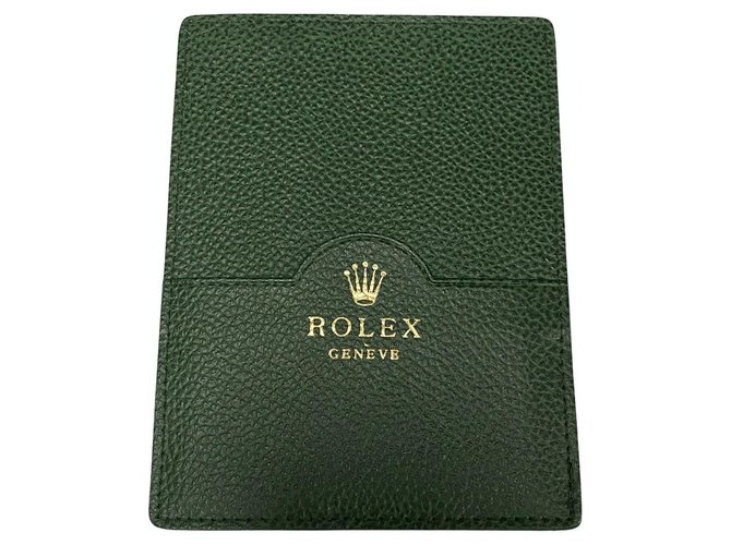 PORTE-CARTES EN CUIR VERT ROLEX  ref.246085