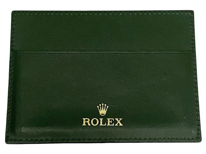 ROLEX GREEN LEATHER CARD HOLDER  ref.246086