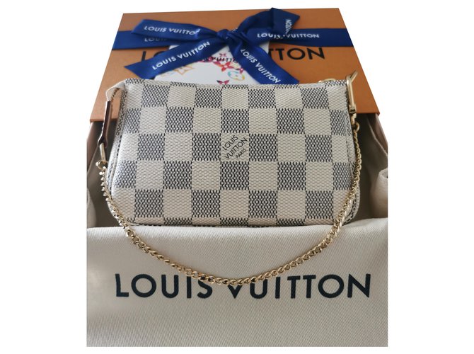 Louis Vuitton Mini Pochette accessories Azur Gold hardware Cloth  ref.246101