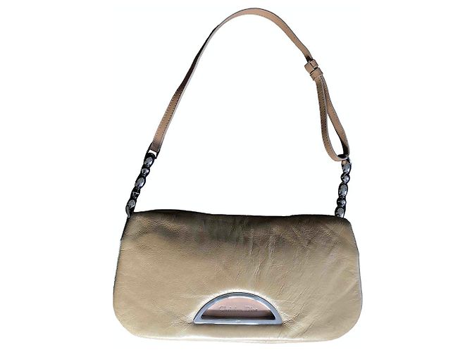 Bolsa Dior Malice bege de couro
