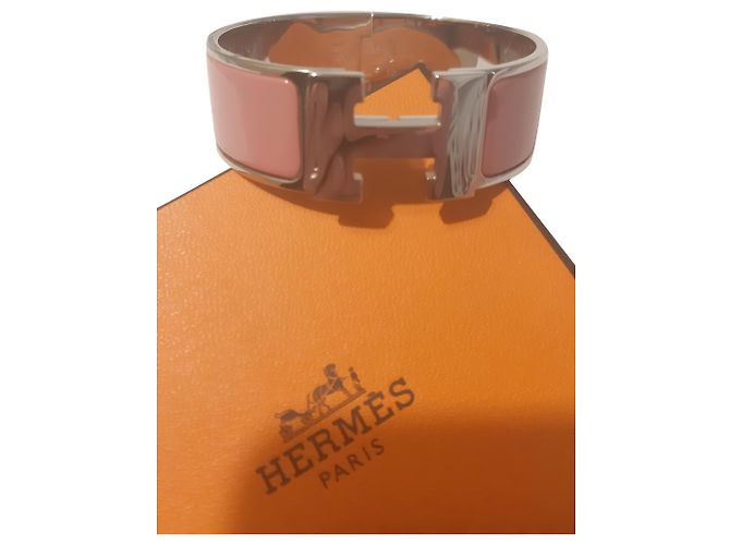 Bracciale Hermès Clic H rosa metallo 