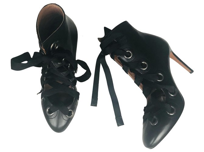 Alaïa Lace-up boots Black Leather  ref.246354